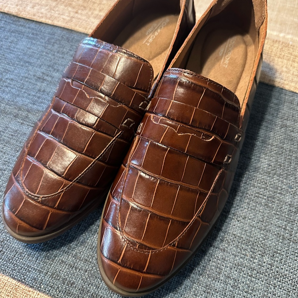 Rockport Brown Crocodile Pattern Loafers